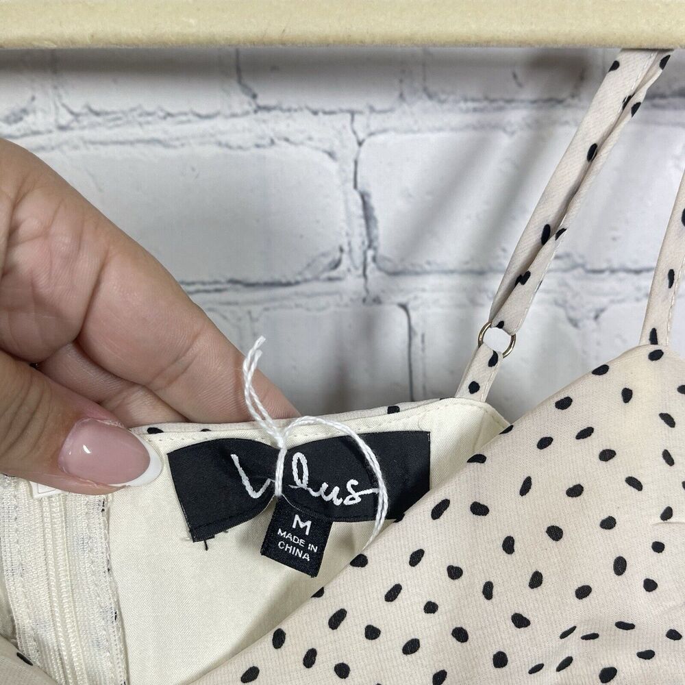 Lulus Jumpsuit Women Medium Ivory Polka Dot Wide Leg Loose Sweetheart Romantic - Picture 6 of 13